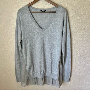 Theory Gray Cashmere & Silk V-neck Sweater Size Large
